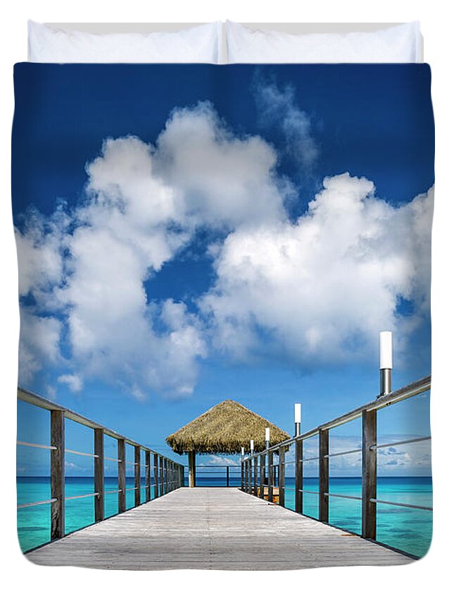 Rangiroa Duvet Cover featuring the photograph Rangiroa - perspective by Olivier Parent