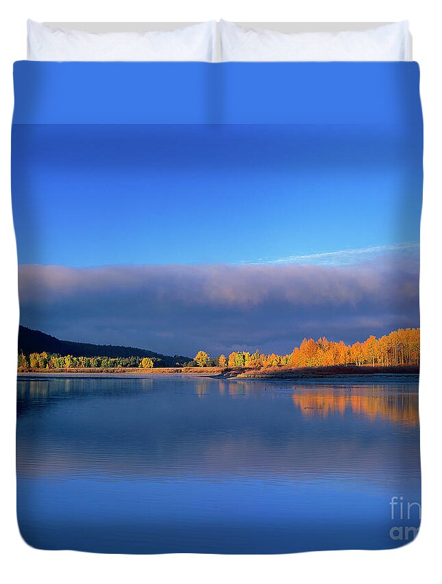 Dave Welling Duvet Cover featuring the photograph Fall Clouds Oxbow Bend Grand Tetons National Park by Dave Welling