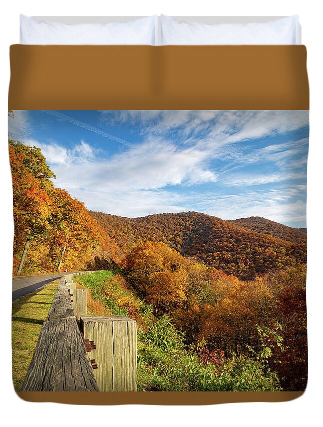 Blue Ridge Parkway Duvet Cover featuring the photograph Fall Foliage along the Blue Ridge Parkway by Cindy Robinson