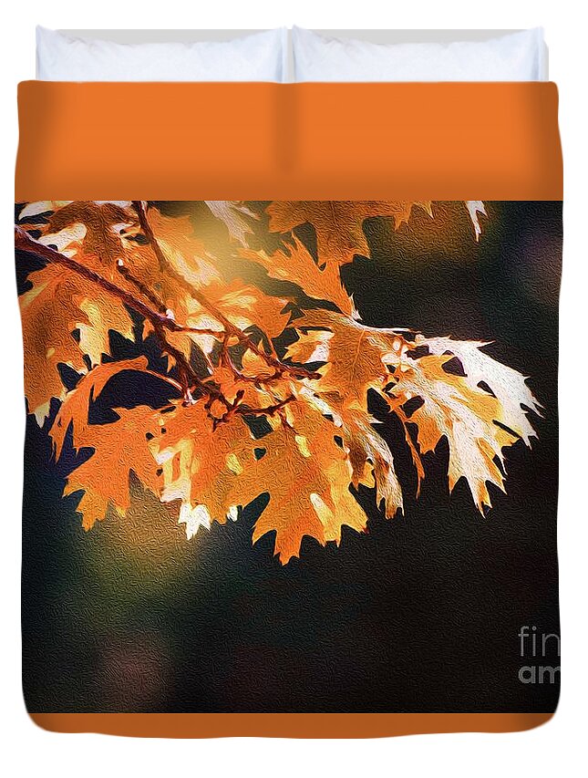 Maine Leaves Duvet Cover featuring the digital art Fall Leaves by Patti Powers