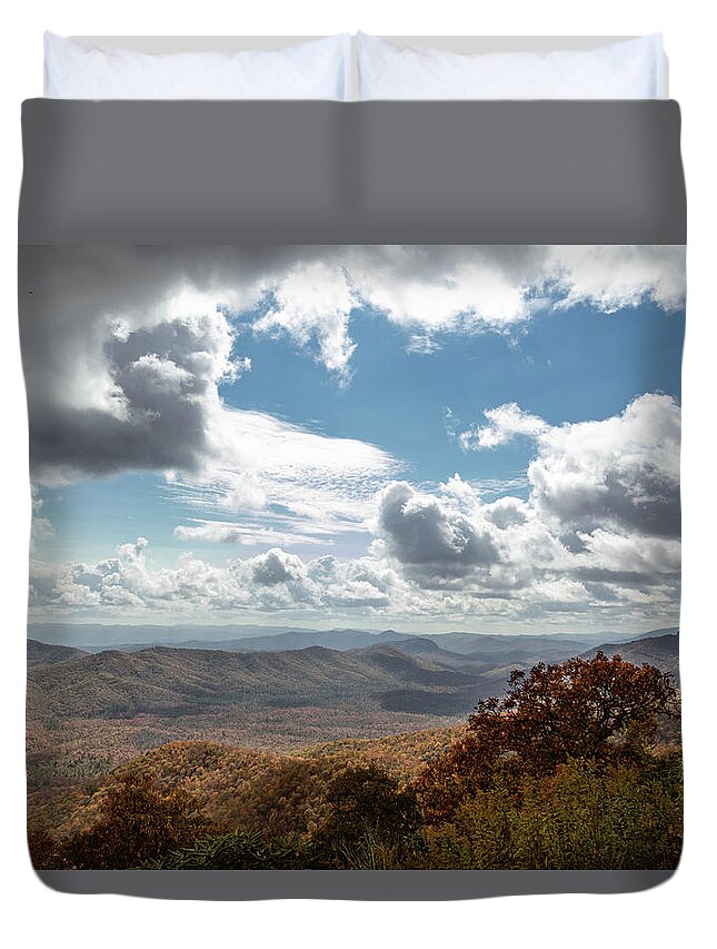 Blue Ridge Parkway Duvet Cover featuring the photograph Fall Mountain Layers on the Blue Ridge Parkway by Joni Eskridge