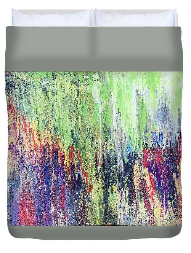 Cathedral Duvet Cover featuring the painting Fall of the Cathedral by Rowena Rizo-Patron
