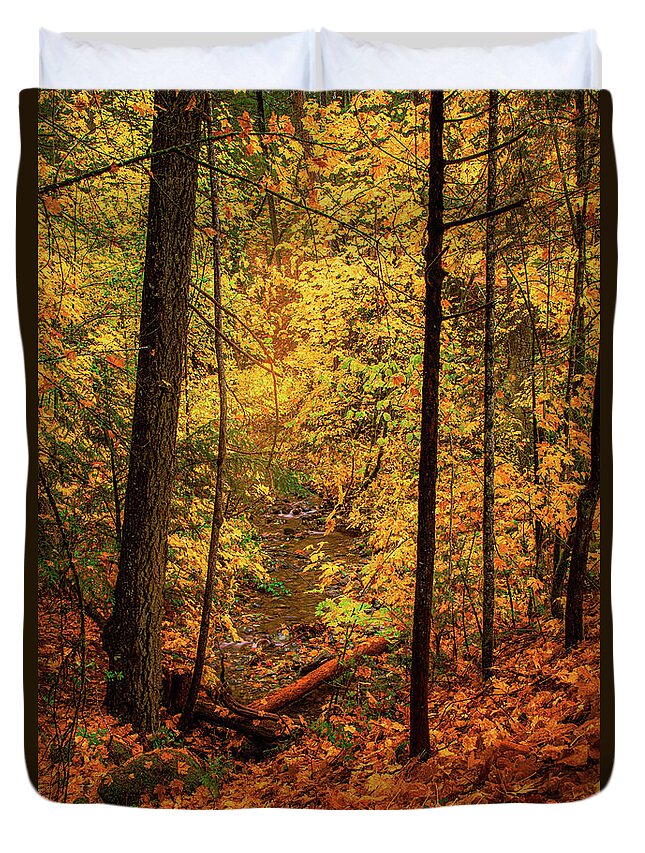 Bridge Duvet Cover featuring the photograph Fall on Fall Creek by Mike Lee