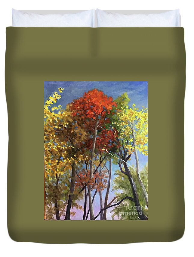 Fall Duvet Cover featuring the painting Fall Reds by Anne Marie Brown