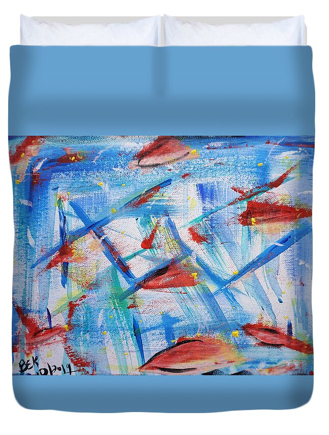 Fall Duvet Cover featuring the painting Fall Through My Window by Brent Knippel