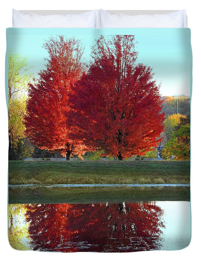 Fall Duvet Cover featuring the photograph Fall Tree Reflections by Rod Seel