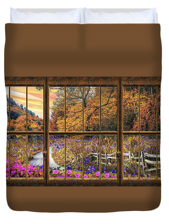 Clouds Duvet Cover featuring the photograph Fall Window View by Debra and Dave Vanderlaan