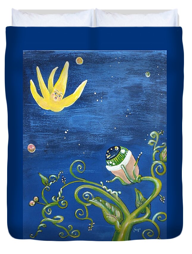Surreal Duvet Cover featuring the painting Falling Star and Venus Eyesnap by Vicki Noble