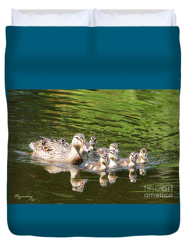 Fauna Duvet Cover featuring the photograph Family Outing by Mariarosa Rockefeller