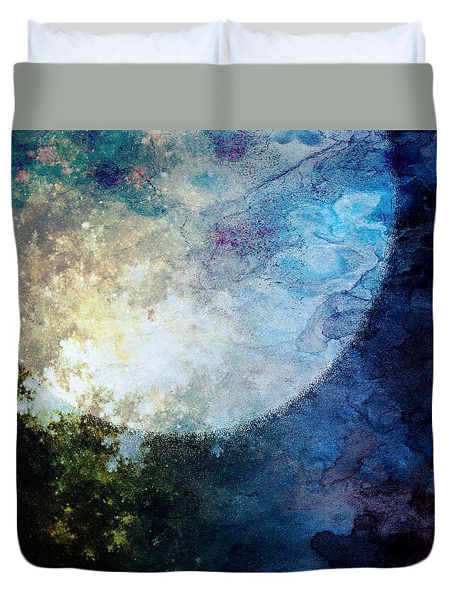 Moon Duvet Cover featuring the photograph Fantasy Moon Purple by David Zumsteg