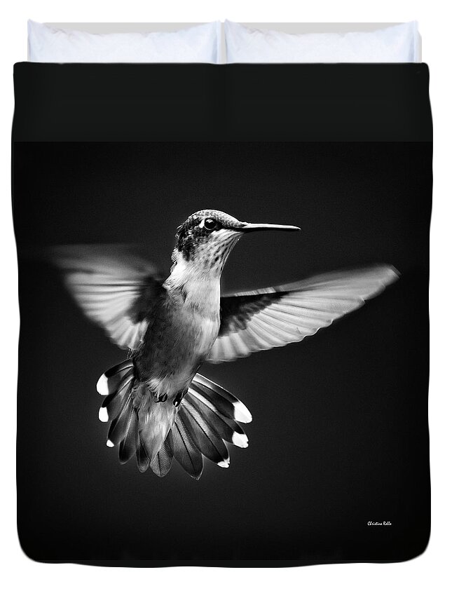 Hummingbird Duvet Cover featuring the photograph Fantail Hummingbird by Christina Rollo