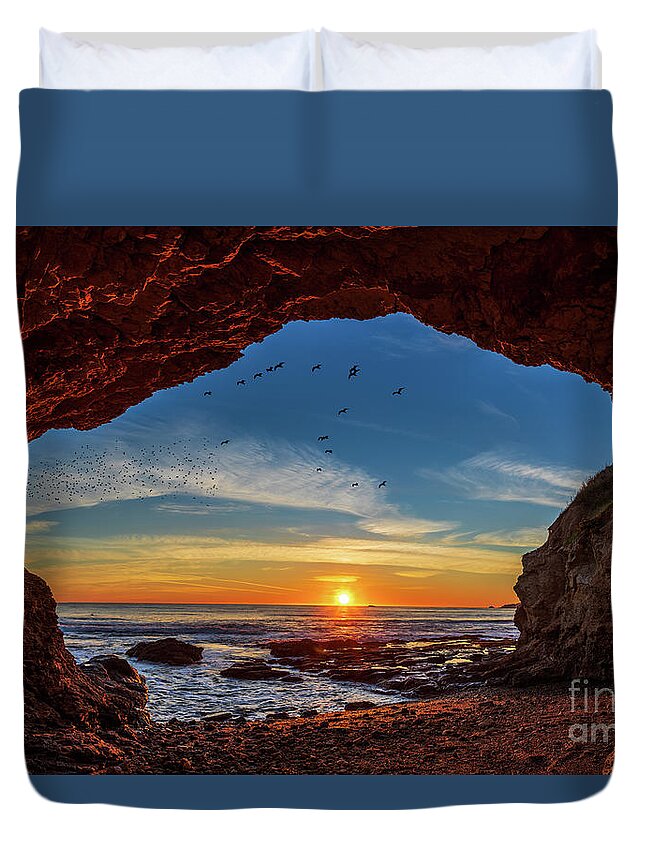 Seascape Duvet Cover featuring the photograph Fantastic Sea Cave by Mimi Ditchie