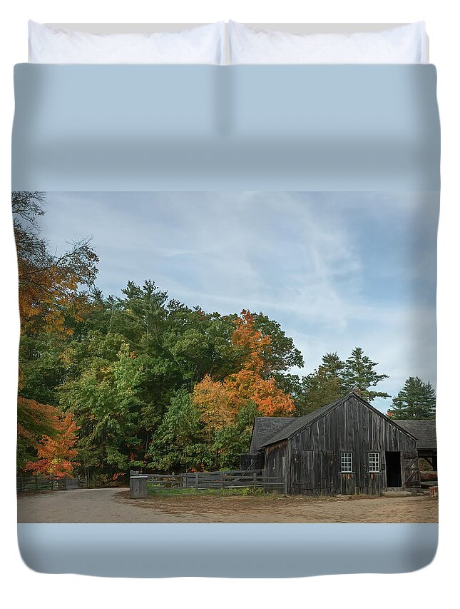 Autumn Duvet Cover featuring the photograph Farm Barn by Sylvia Goldkranz