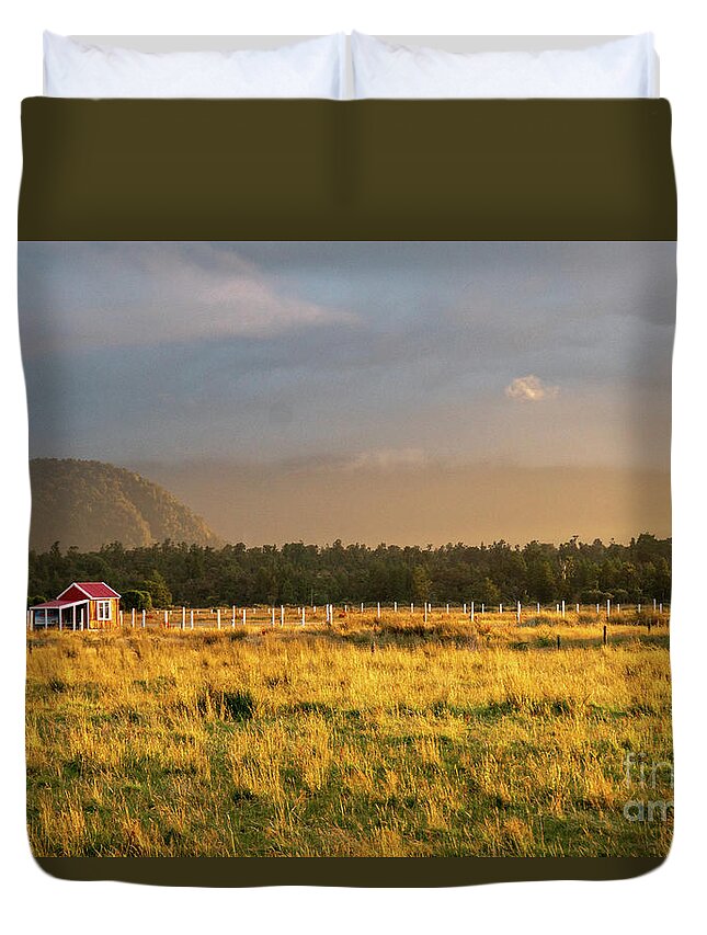 New Zealand Duvet Cover featuring the photograph #Farm #House on the Beach in #NewZealand by Max Blumenthal