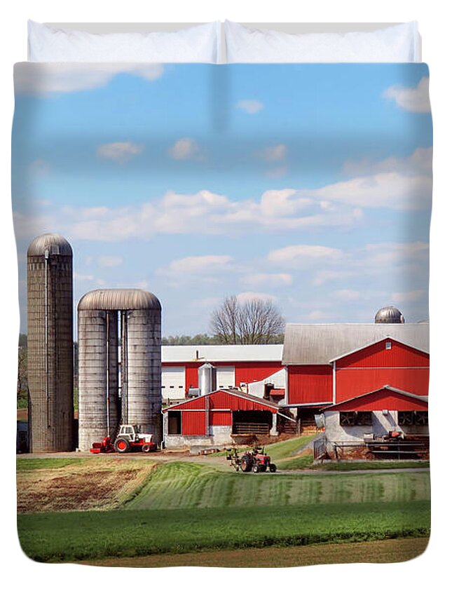 Farmer Art Duvet Cover featuring the photograph Farm - The Heart of Modern Farming by Mike Savad