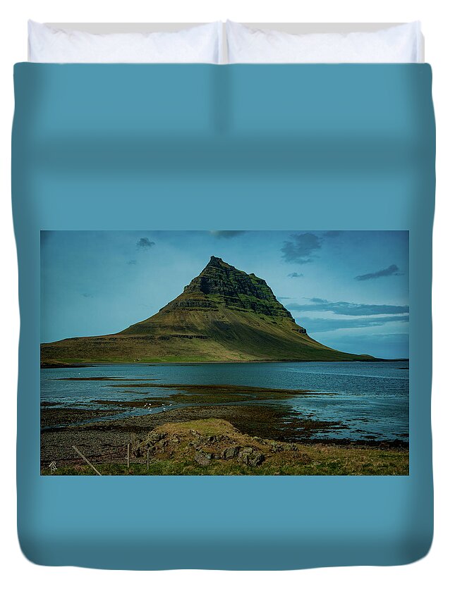Mountain Duvet Cover featuring the photograph Farming in Iceland by Stephen Sloan