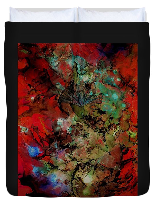 Alcohol Ink Duvet Cover featuring the painting Fearless by Angela Marinari