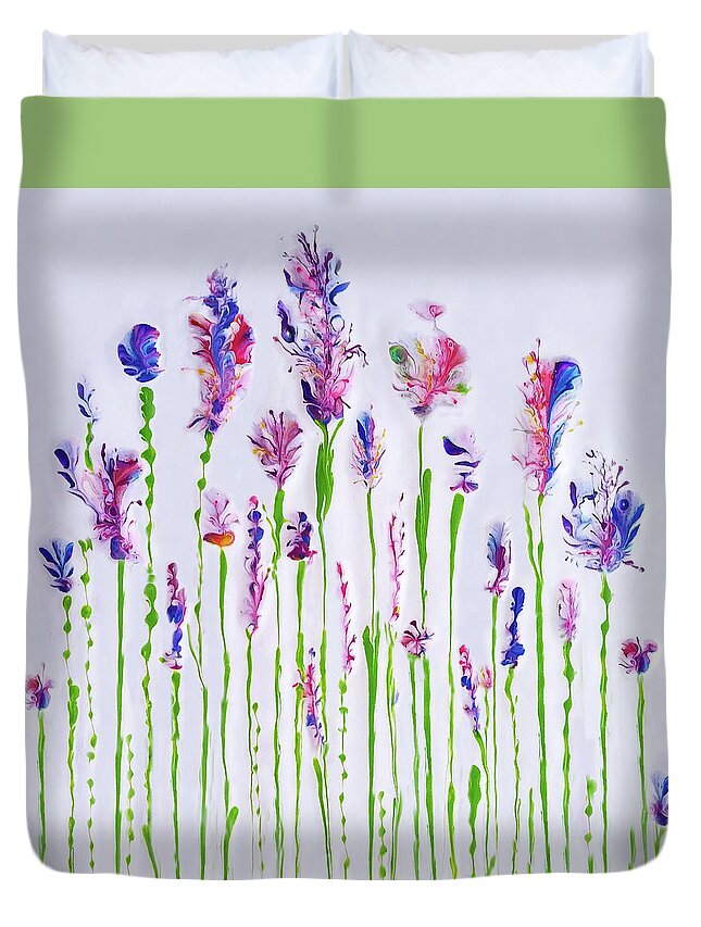 Colorful Flowers Duvet Cover featuring the painting February flowers by Deborah Erlandson