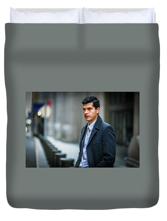 Young Duvet Cover featuring the photograph February on Street by Alexander Image