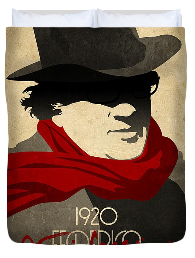 Federico Duvet Cover featuring the digital art Federico Fellini by Andrea Gatti