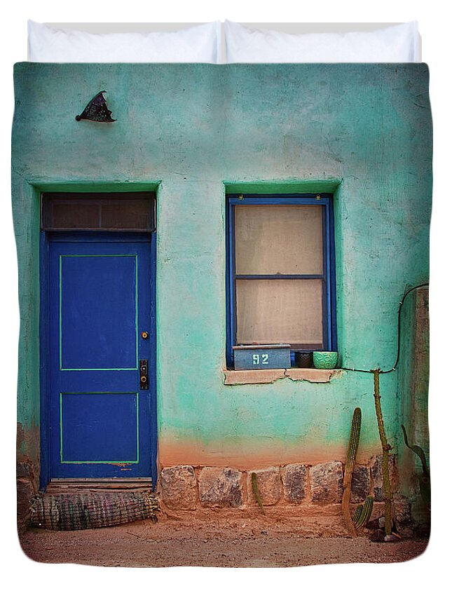 Doors Duvet Cover featuring the photograph Feeling Blue by Carmen Kern