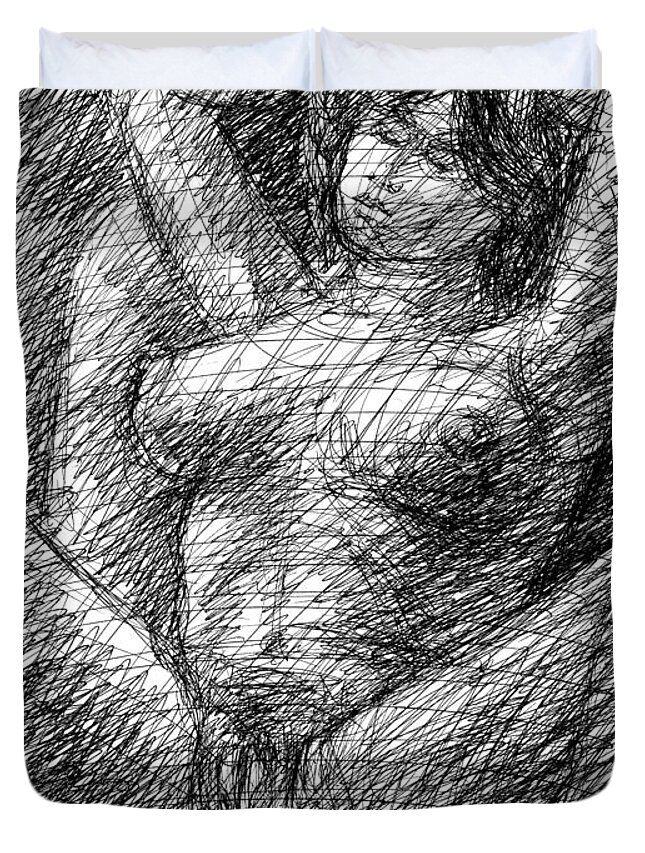 Female-Sexy-Drawings-10 Duvet by Gordon Punt - Fine Art America