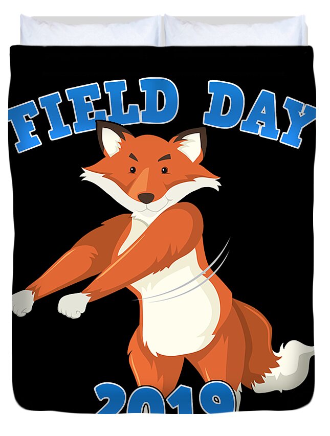 Cool Duvet Cover featuring the digital art Field Day 2019 Flossing Fox by Flippin Sweet Gear