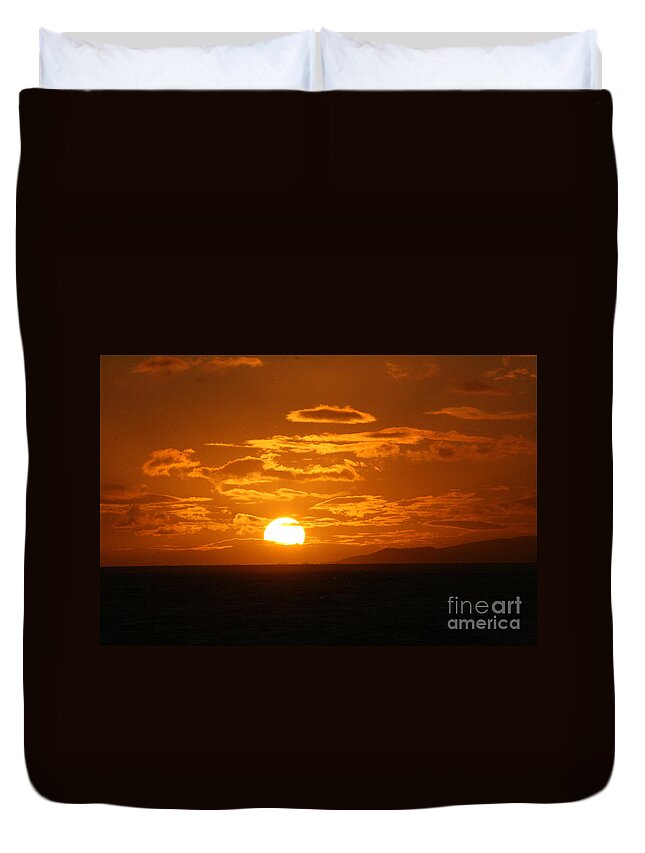 Setting Duvet Cover featuring the photograph Fiery Orange Ball by Mary Mikawoz