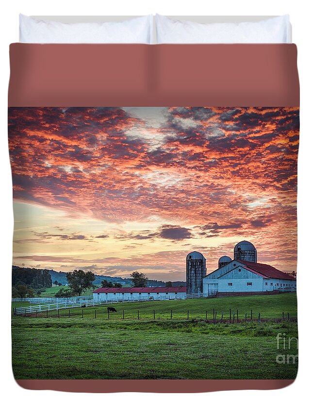Bristol Duvet Cover featuring the photograph Fiery Sunrise Morning by Dion Wiles