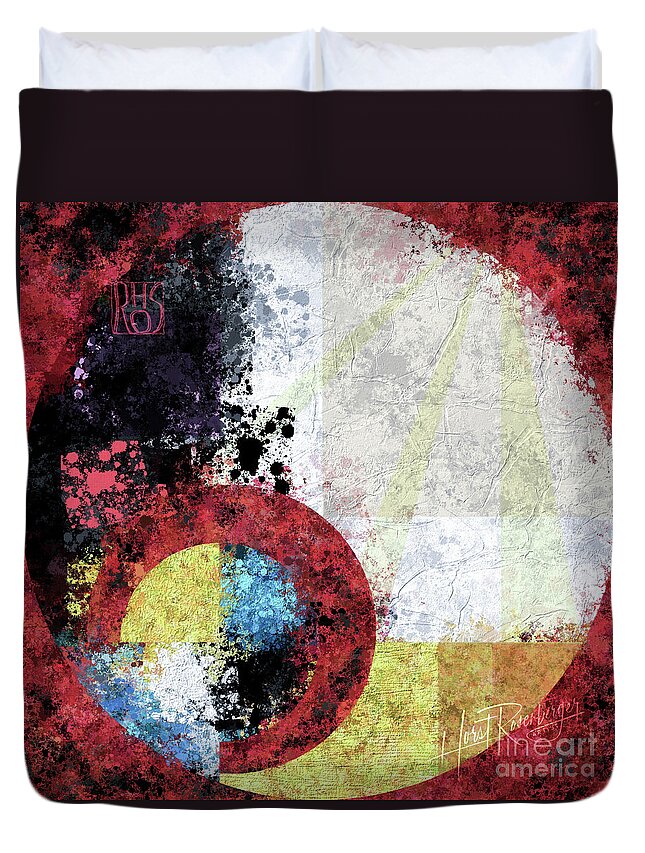 Abstract Duvet Cover featuring the painting Fiery Time Flies by Horst Rosenberger