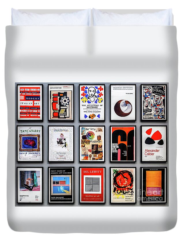Fifteen Duvet Cover featuring the drawing Fifteen Classic Tate Gallery Posters by M G Whittingham