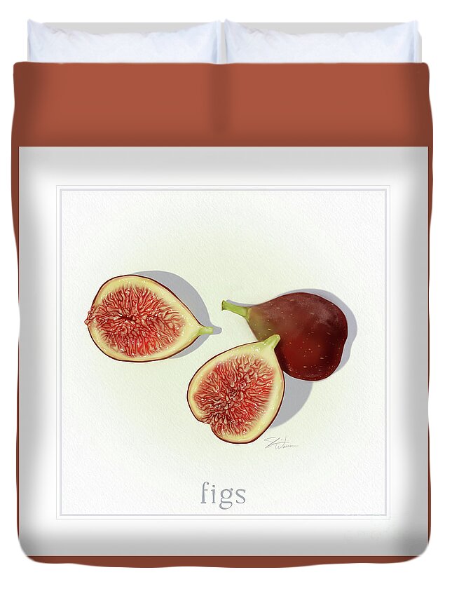 Fruit Duvet Cover featuring the mixed media Figs Fresh Fruits by Shari Warren