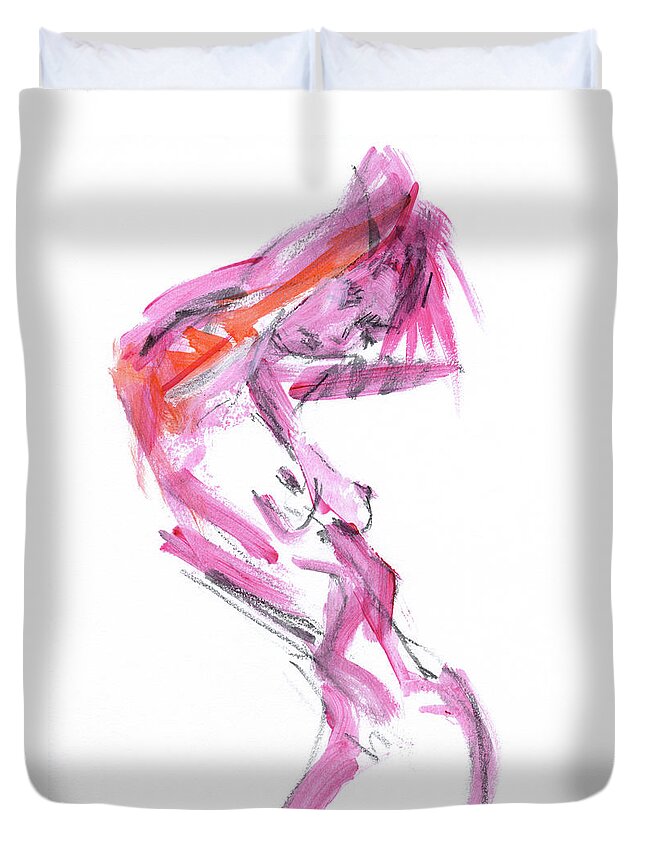 Figure Duvet Cover featuring the drawing Figure 221301 by Chris N Rohrbach