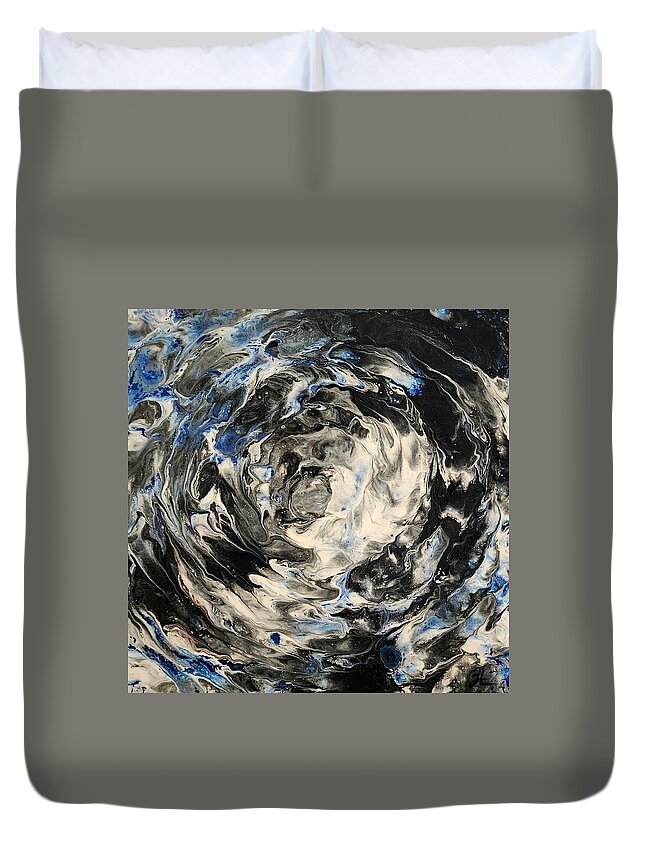 Water Duvet Cover featuring the painting Finding Balance by Todd Hoover