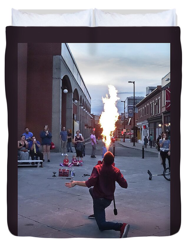 Fire Duvet Cover featuring the photograph Fire Breather by Matthew Bamberg