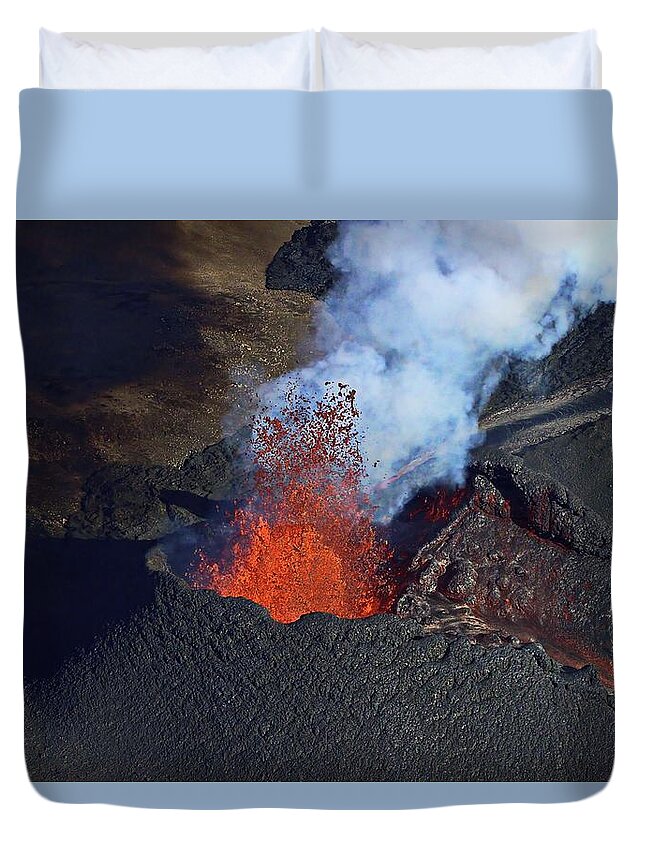 Volcano Duvet Cover featuring the photograph Fire from the air #2 by Christopher Mathews