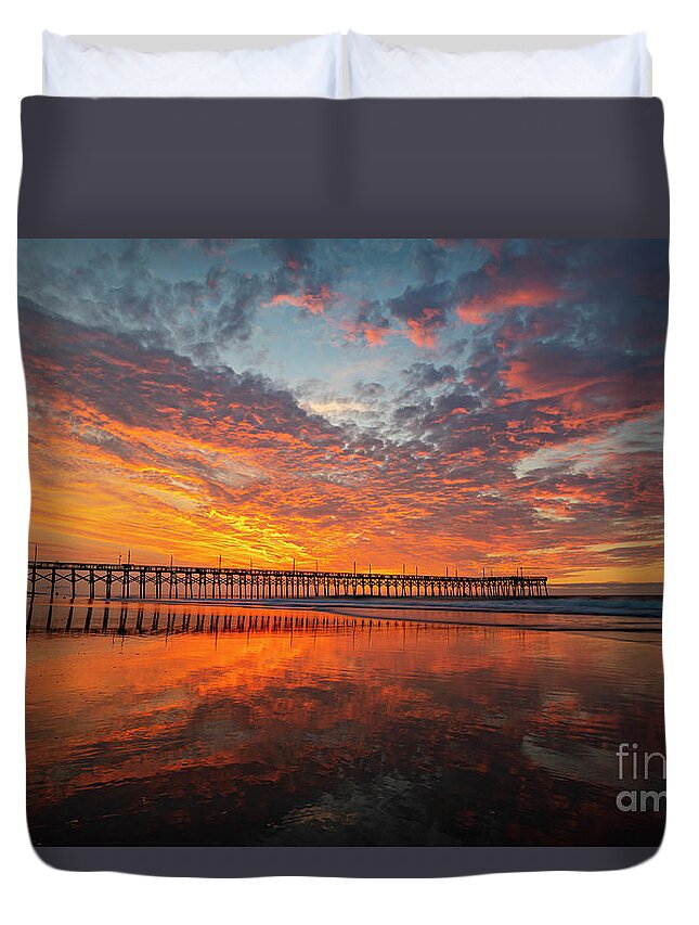 Sunrise Duvet Cover featuring the photograph Fire in the Sky by DJA Images