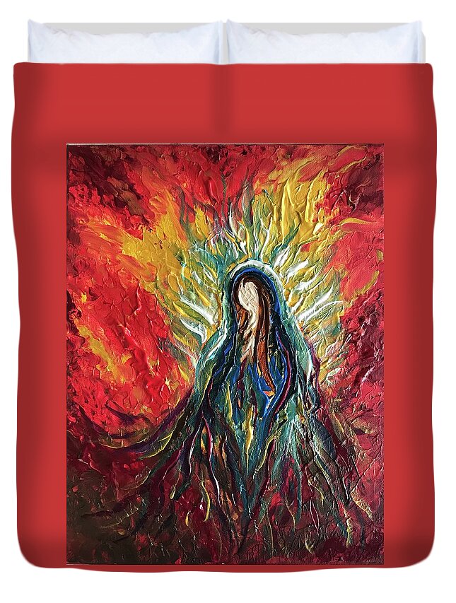 Goddess Duvet Cover featuring the painting Fire Within by Michelle Pier