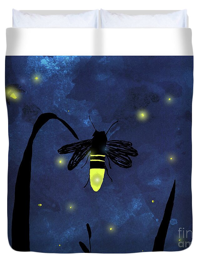 Firefly Duvet Cover featuring the painting Firefly Night by D Hackett