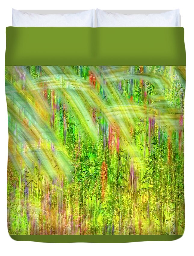Fireweed Duvet Cover featuring the photograph Daisies and Fireweed - Abstract 4 by Kathy Paynter