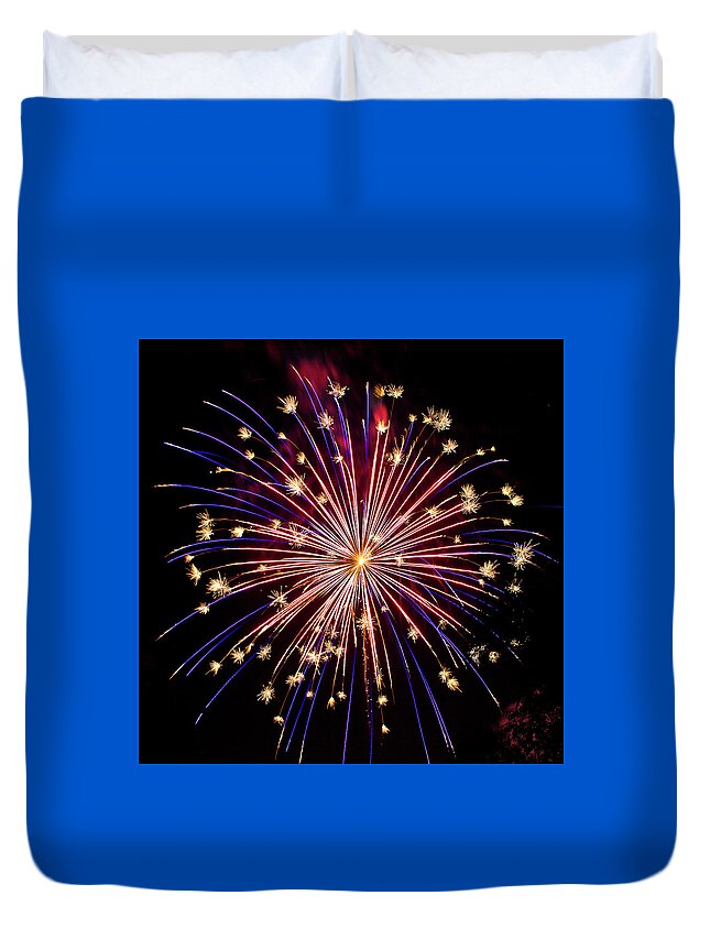 Fireworks Duvet Cover featuring the photograph Fireworks by Patti Deters