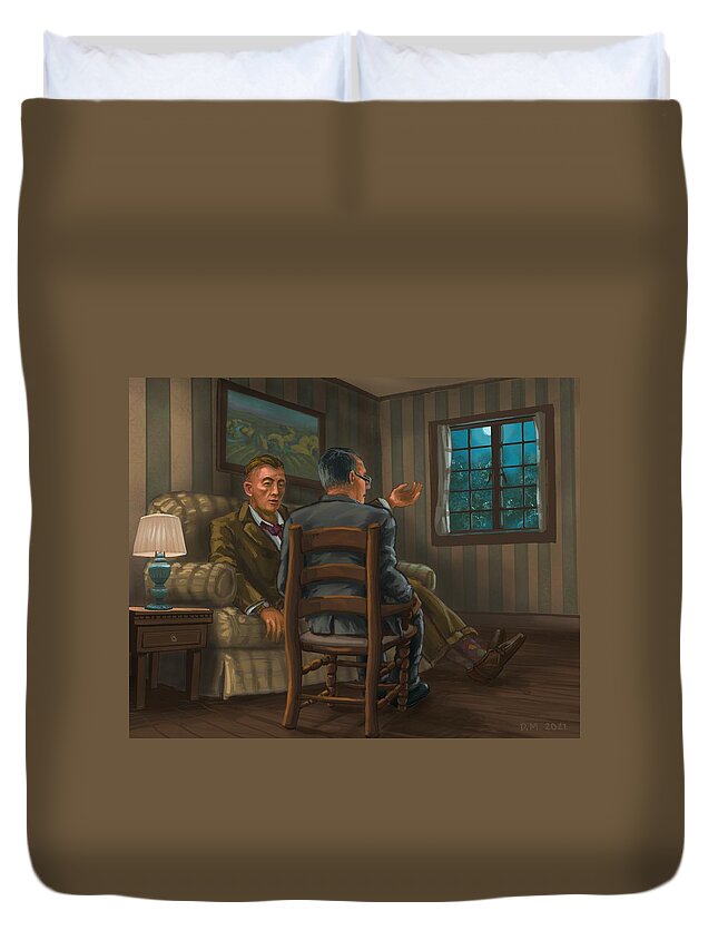 Aa Alcoholics Anonymous Duvet Cover featuring the digital art First Meeting by Don Morgan