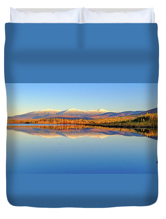 New Hampshire Duvet Cover featuring the photograph First Snow On the Presidential Range 2 by Jeff Sinon