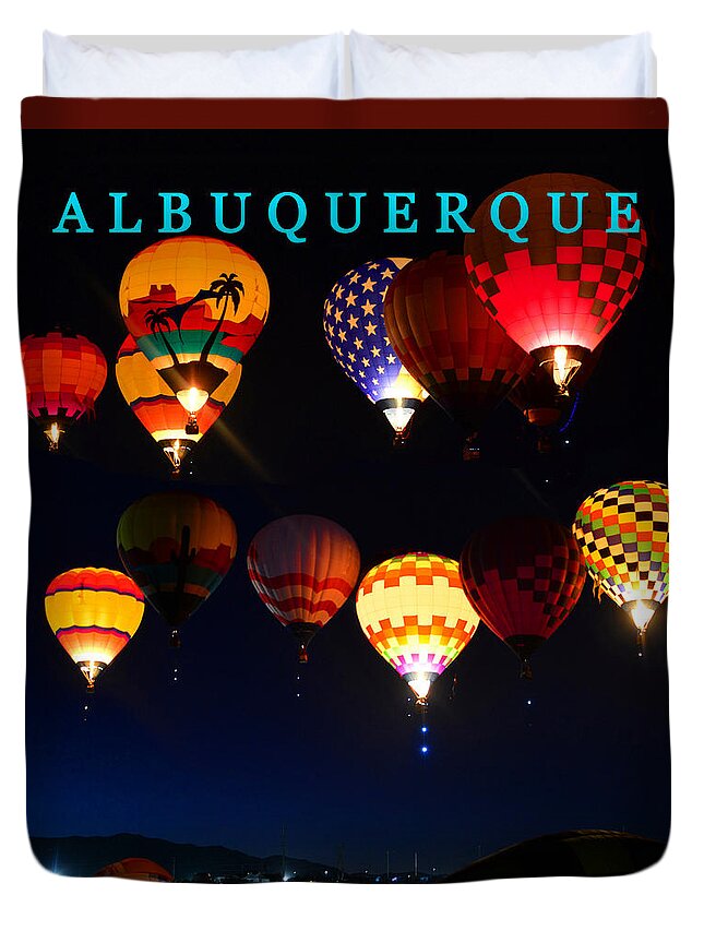 Albuquerque International Balloon Fiesta Duvet Cover featuring the photograph First wave at the fiesta by David Lee Thompson
