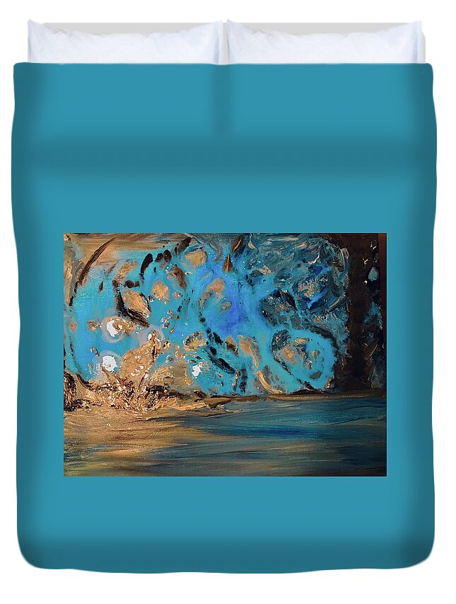Fish Duvet Cover featuring the mixed media Fish in the Ocean by Kicking Bear Productions