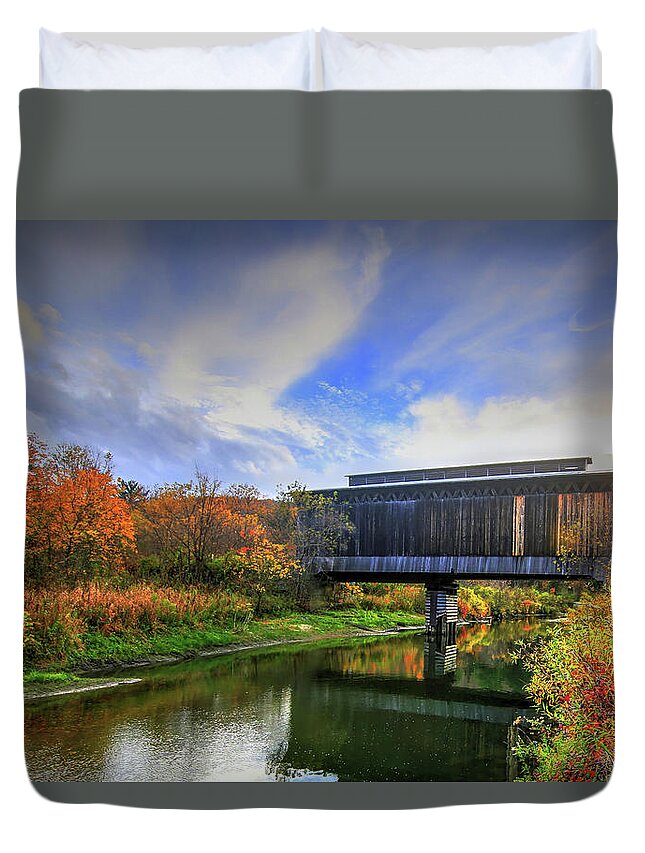 Fine Art Duvet Cover featuring the photograph Fisher Covered Railroad Bridge III by Robert Harris