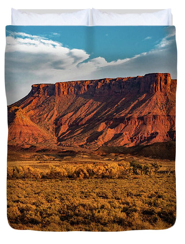 Landscape Duvet Cover featuring the photograph Fisher Mesa - Late Afternoon by Eric Albright