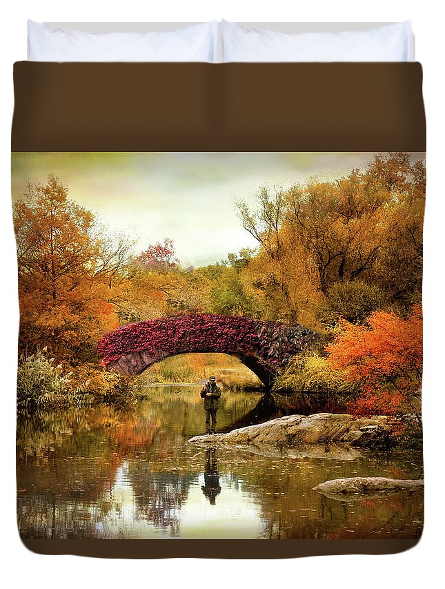 Bridge Duvet Cover featuring the photograph Fishing at Gapstow by Jessica Jenney