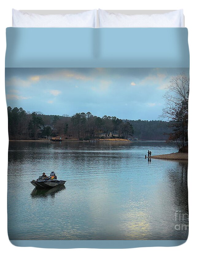 Hot Spring Duvet Cover featuring the photograph Fishing Hot Springs AR by Diana Mary Sharpton