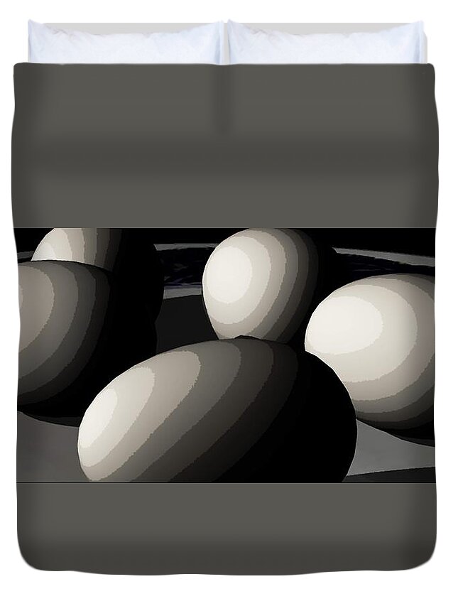 Eggs Duvet Cover featuring the digital art Five Eggs by James Barnes